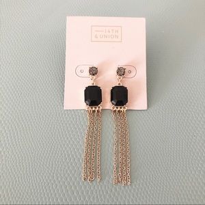 14th & Union Clear-Black-Gold long earrings - NEW